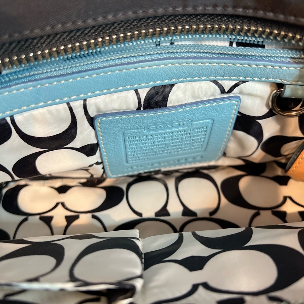 Coach Black Blue and Tan Tote with LadybugTag - Picture 7 of 10